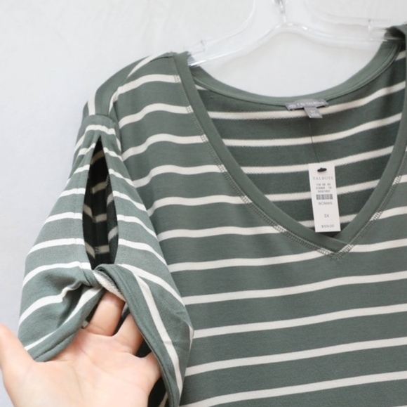 NEW Talbots Striped Dress women’s Plus size 3X muted green French terry soft - Picture 4 of 8